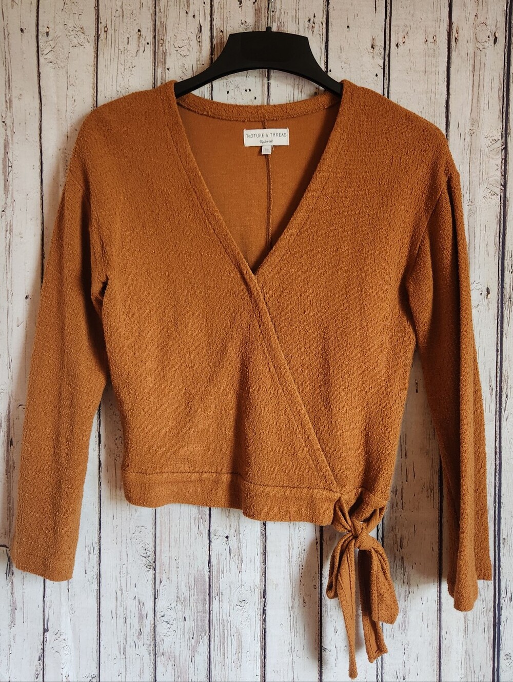 Madewell Texture & Thread Side Tie Wrap Top Rust Orange XS